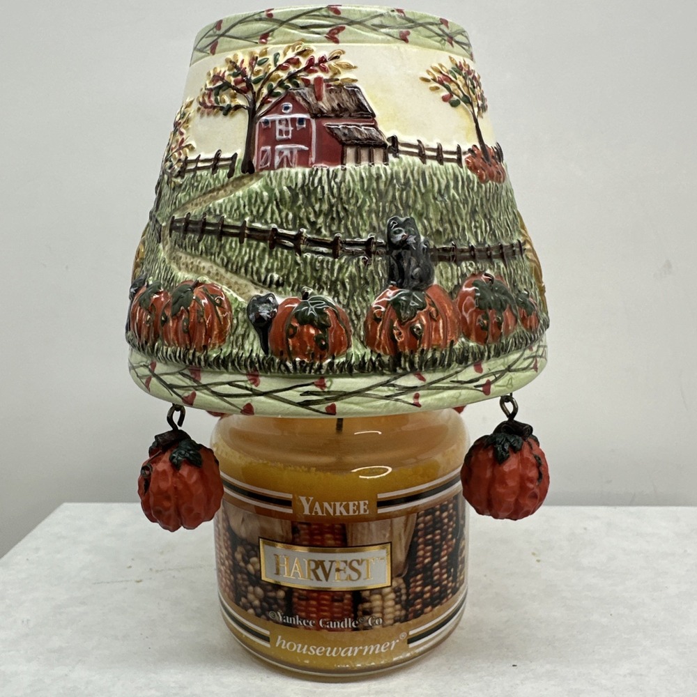Yankee Candle Ceramic Shade Harvest 3.7 Black Band Autumn Pumpkin Charms Small